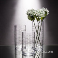 Tall clear cylinder vase candle holder for home